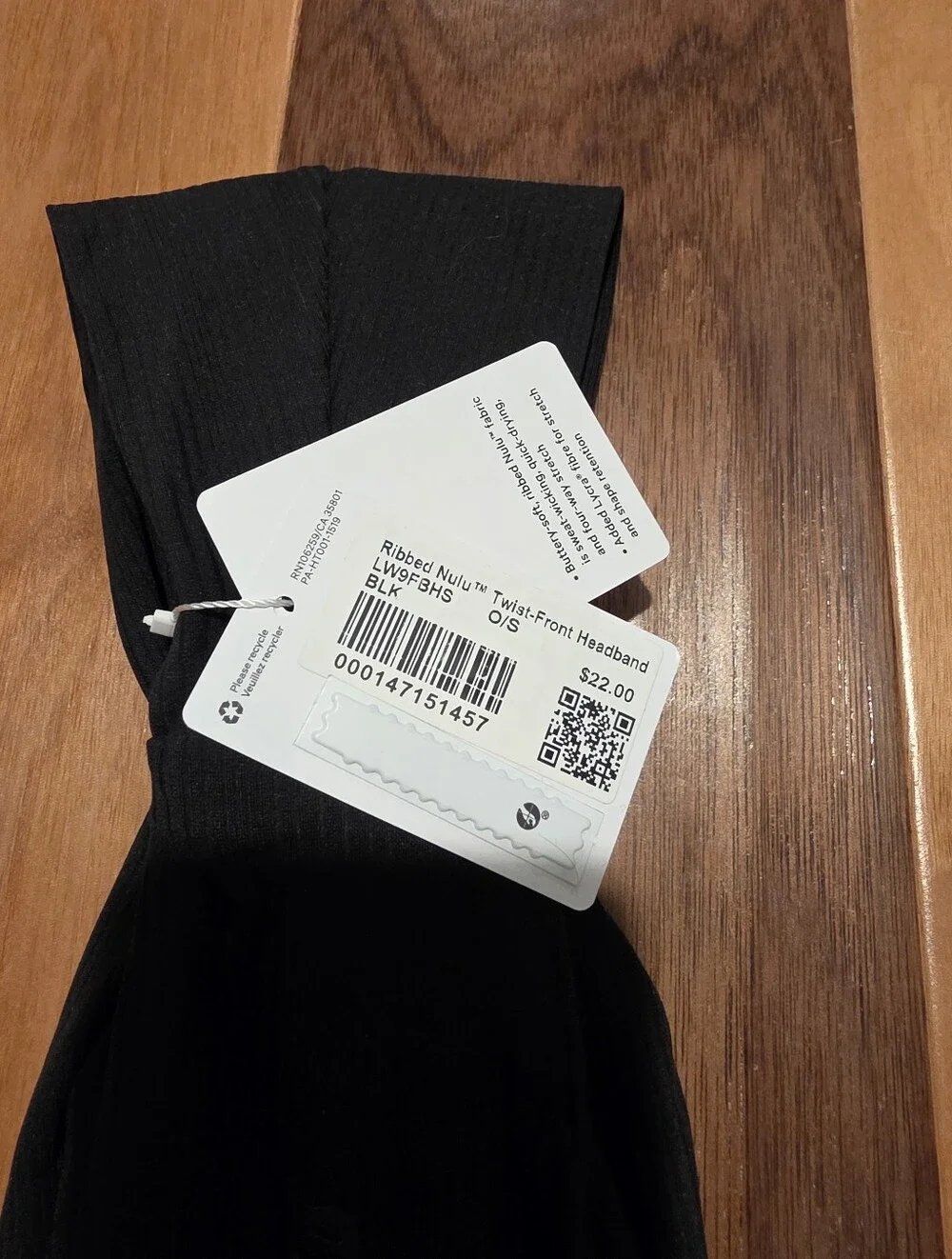 Lululemon Nulu Twist Front Headband Black NWT